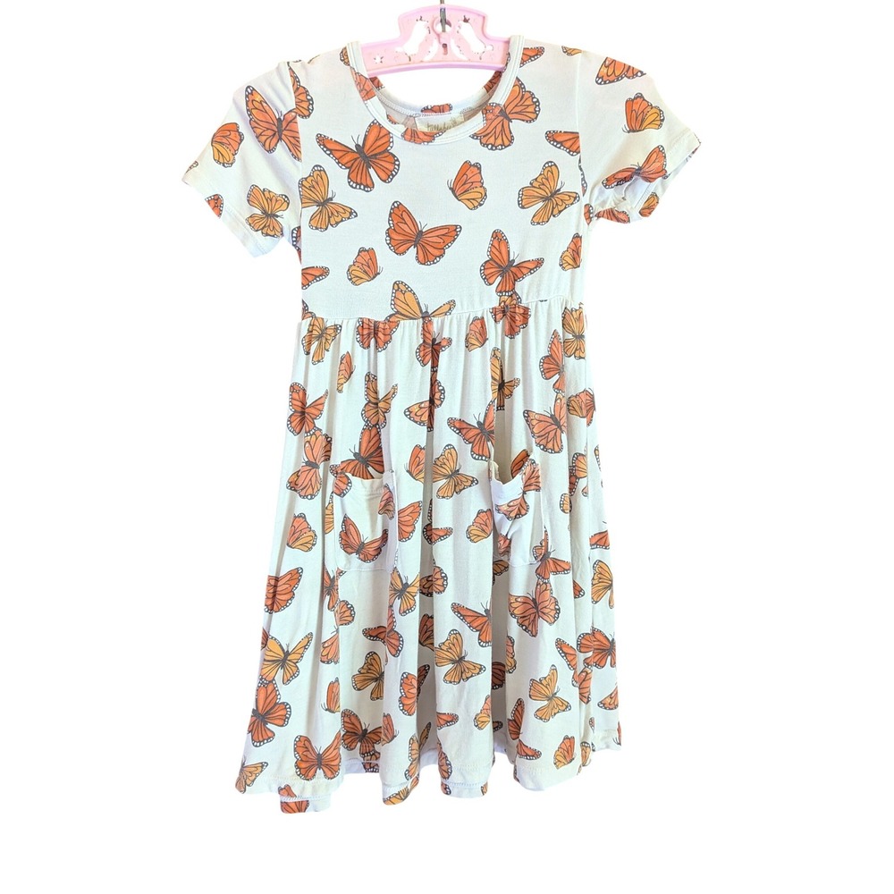 Tullabee Dress Bamboo 3T Butterfly Print Cottagecore Whimsical Boho Sustainable